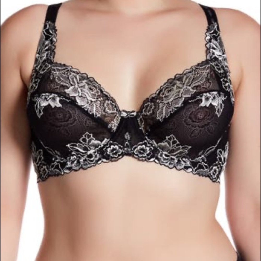 Paramour Madison Black Bra White Lace 32DD